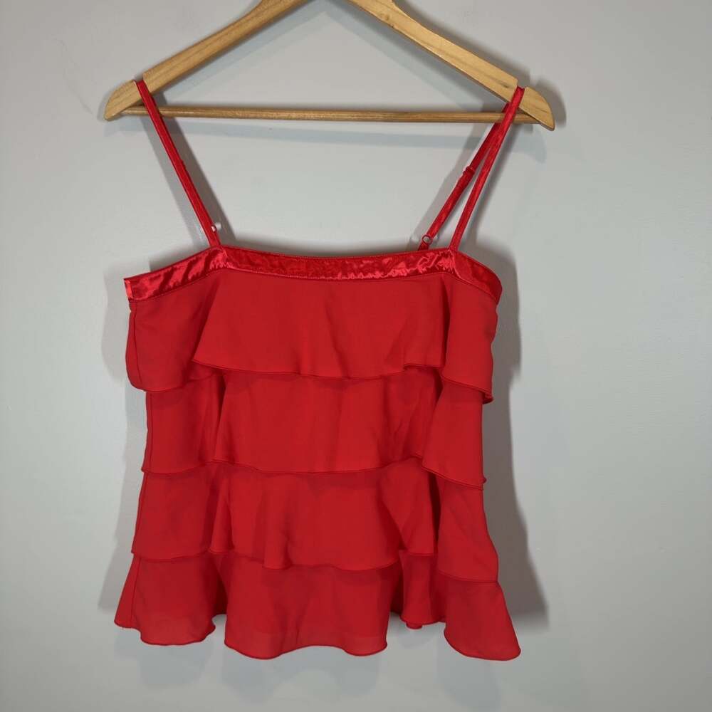 Old Navy Red Tiered Ruffle Camisole Tank Top Women's Size M Y2K 2005